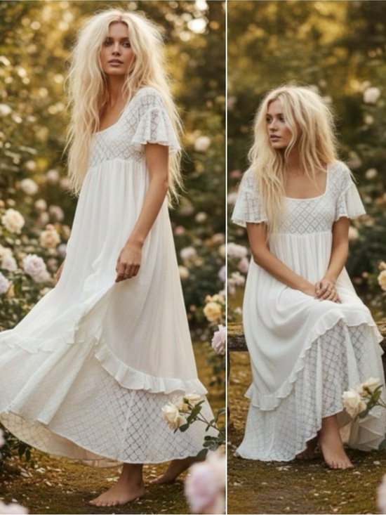 Free People Dresses & Skirts - Free People Ethereal Bohemian Cottage Bring The Romance Maxi Dress White Medium